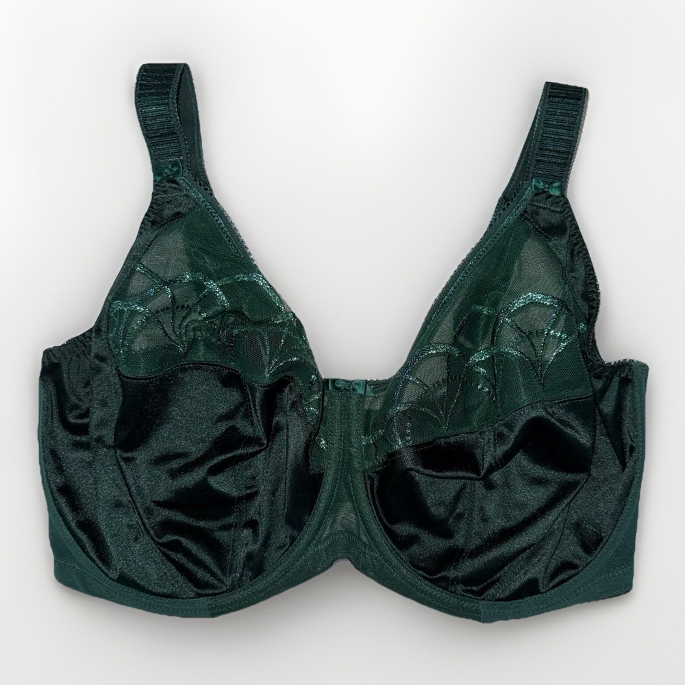 Elomi Cate EL4030 Underwire Lace Cup Bra 34J Green Full Coverage